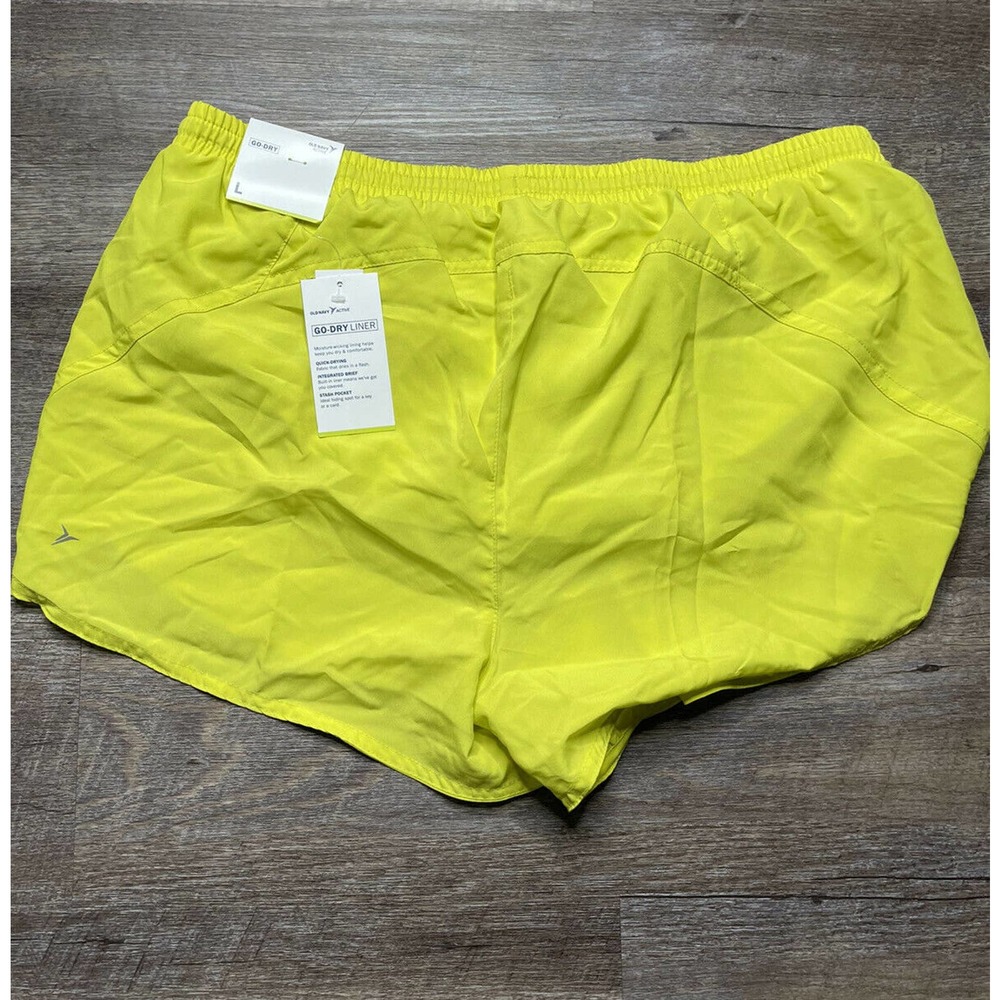 Old Navy Active Womens L Go-Dry Yellow Workout Lined Shorts Mesh K2 - Picture 2 of 7